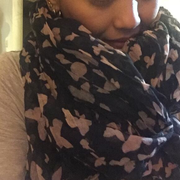 Black and Rose Pink Butterfly Scarf - Picture 1 of 2